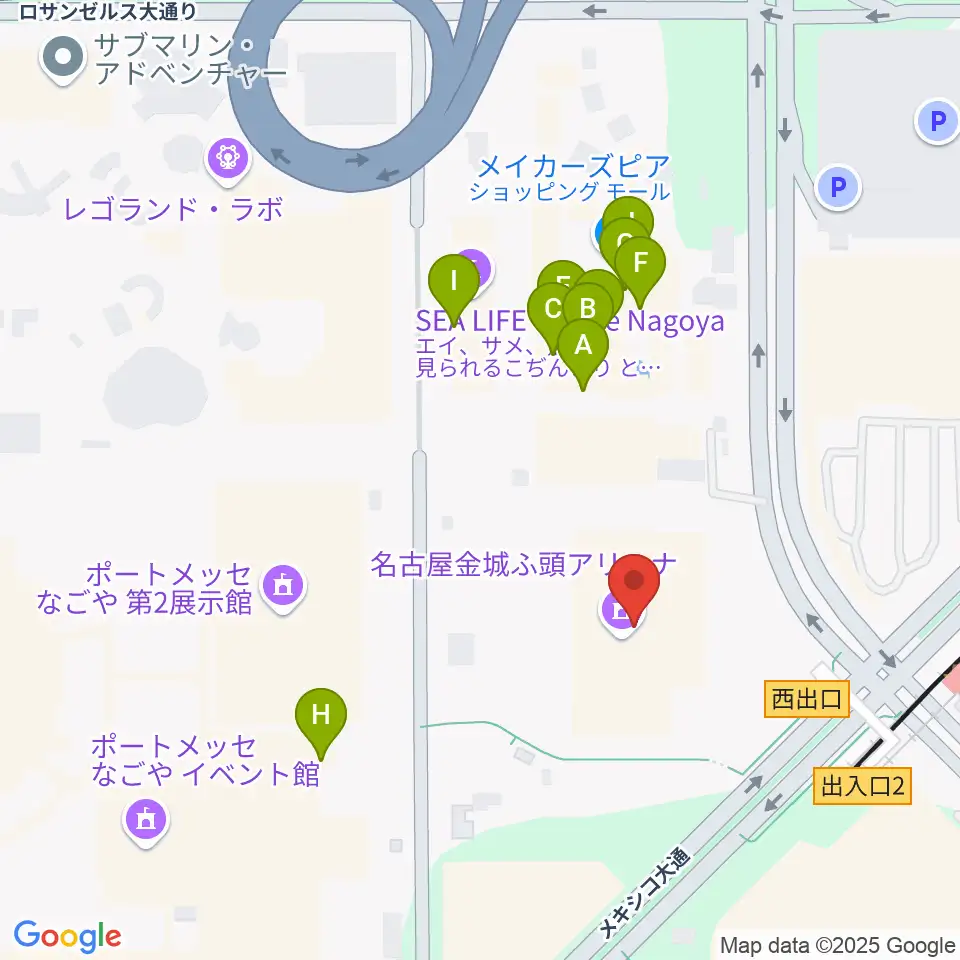 名古屋金城ふ頭アリーナ周辺のファミレス・ファーストフード一覧地図