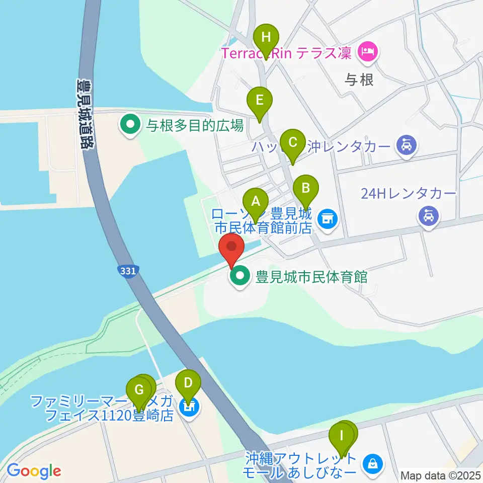 豊見城市民体育館周辺のファミレス・ファーストフード一覧地図