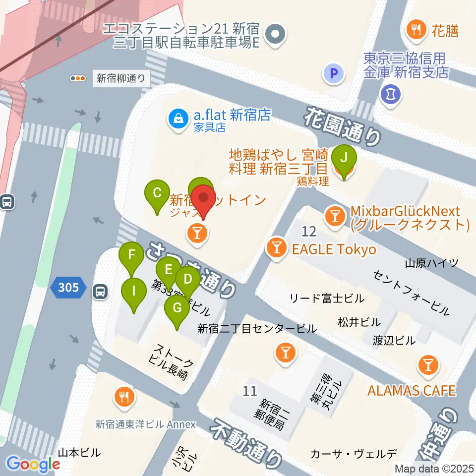スタジオピットイン周辺のファミレス・ファーストフード一覧地図