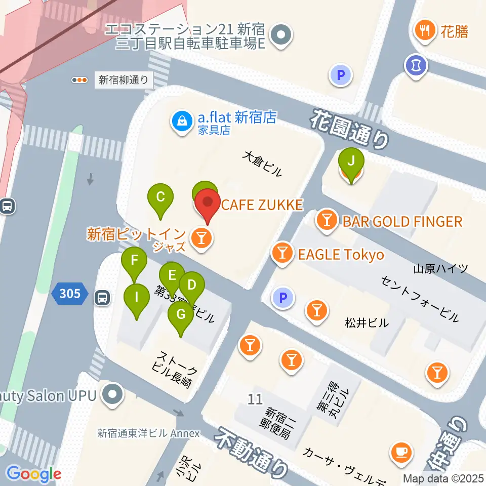 スタジオピットイン周辺のファミレス・ファーストフード一覧地図