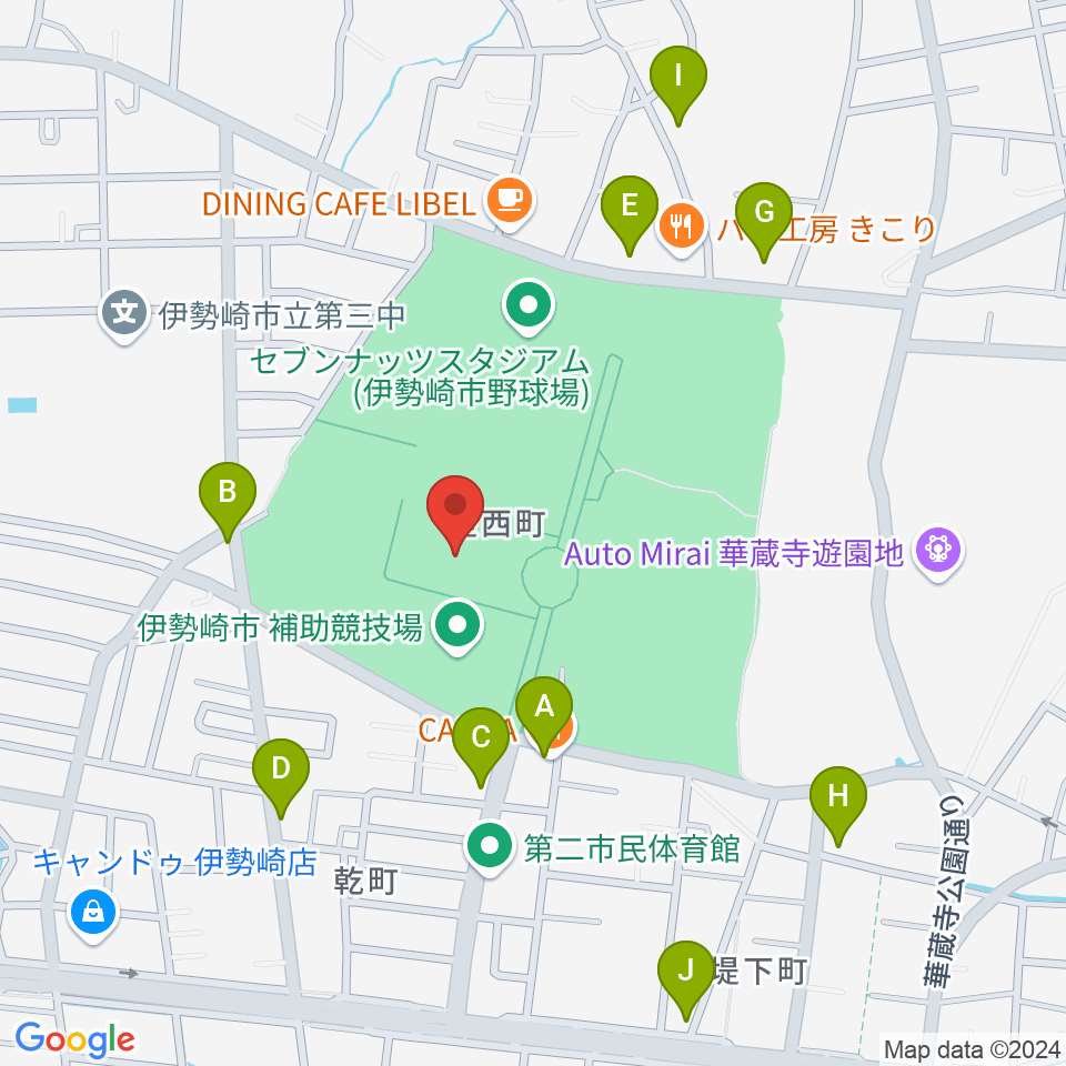 アイオーしんきん伊勢崎アリーナ周辺のファミレス・ファーストフード一覧地図