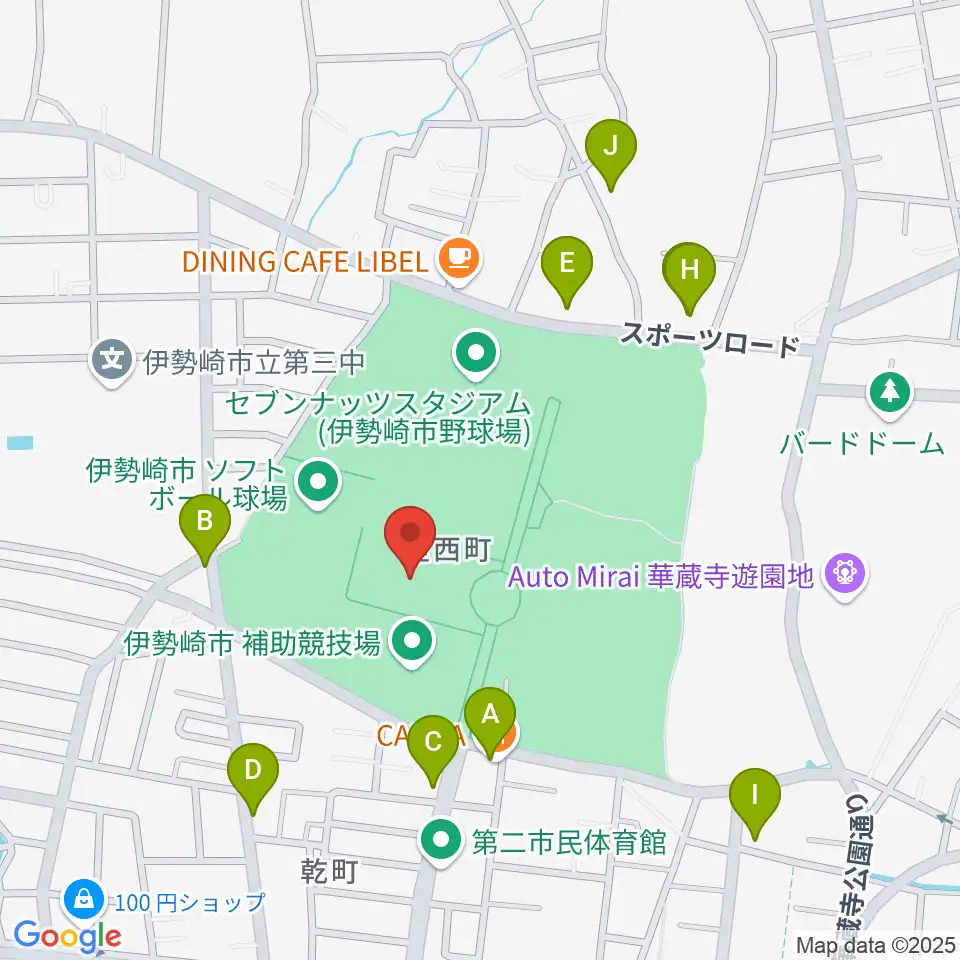 アイオーしんきん伊勢崎アリーナ周辺のファミレス・ファーストフード一覧地図