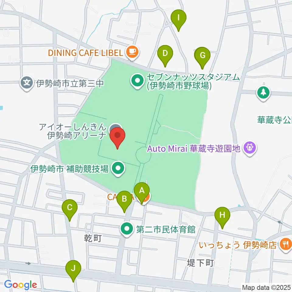 アイオーしんきん伊勢崎アリーナ周辺のファミレス・ファーストフード一覧地図