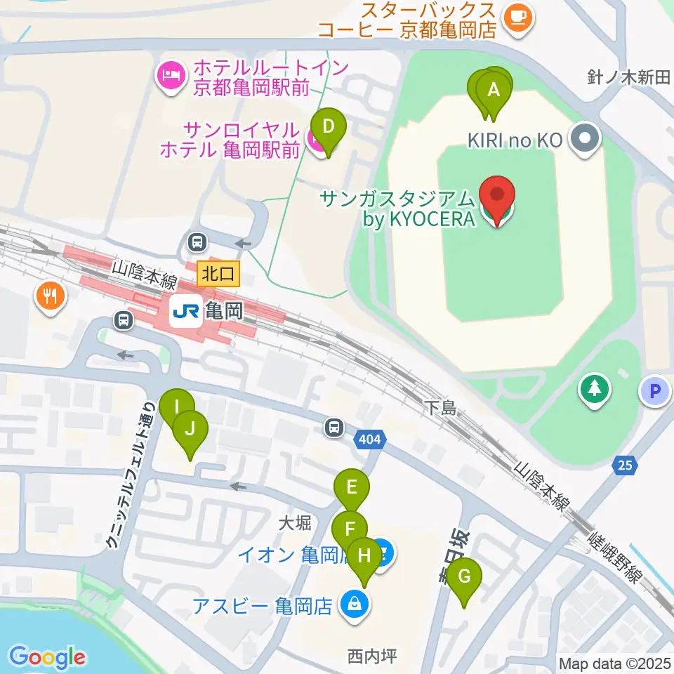 サンガスタジアム by KYOCERA周辺のファミレス・ファーストフード一覧地図