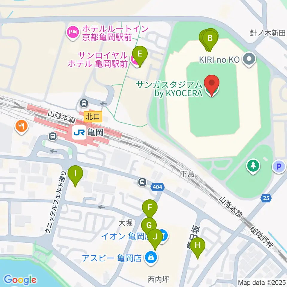 サンガスタジアム by KYOCERA周辺のファミレス・ファーストフード一覧地図