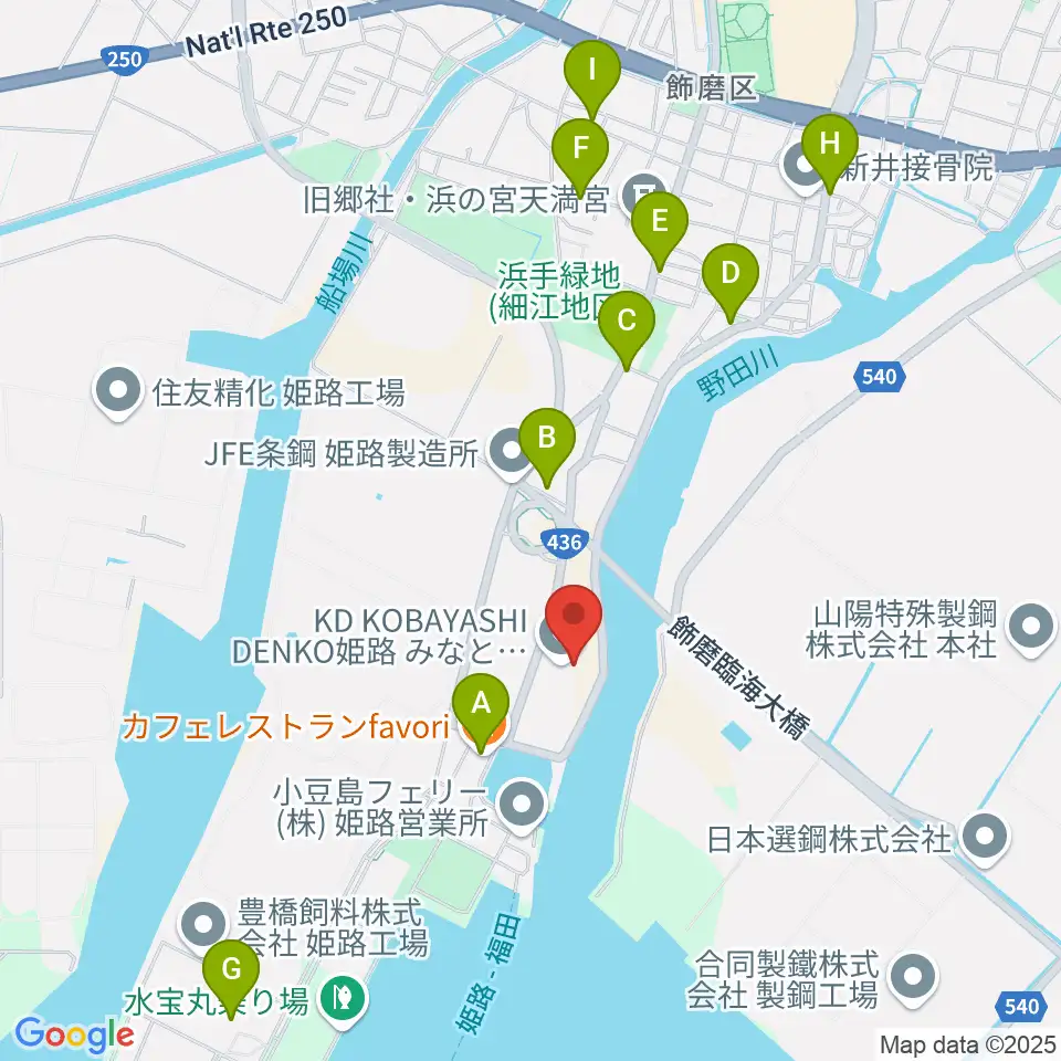KD姫路みなとドーム周辺のファミレス・ファーストフード一覧地図