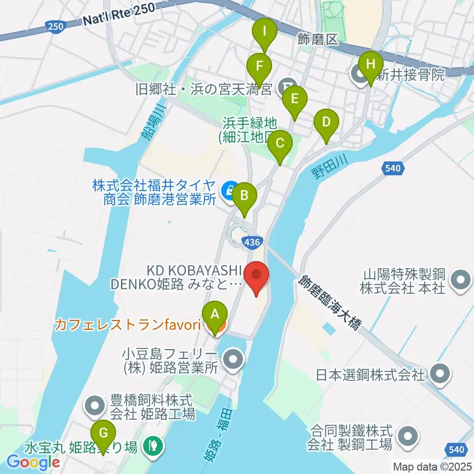 KD姫路みなとドーム周辺のファミレス・ファーストフード一覧地図