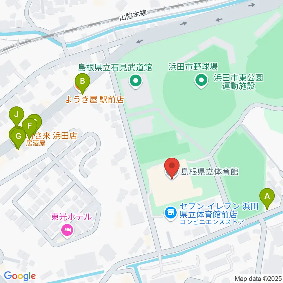 島根県立体育館周辺のファミレス・ファーストフード一覧地図
