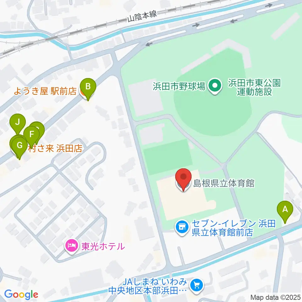 島根県立体育館周辺のファミレス・ファーストフード一覧地図