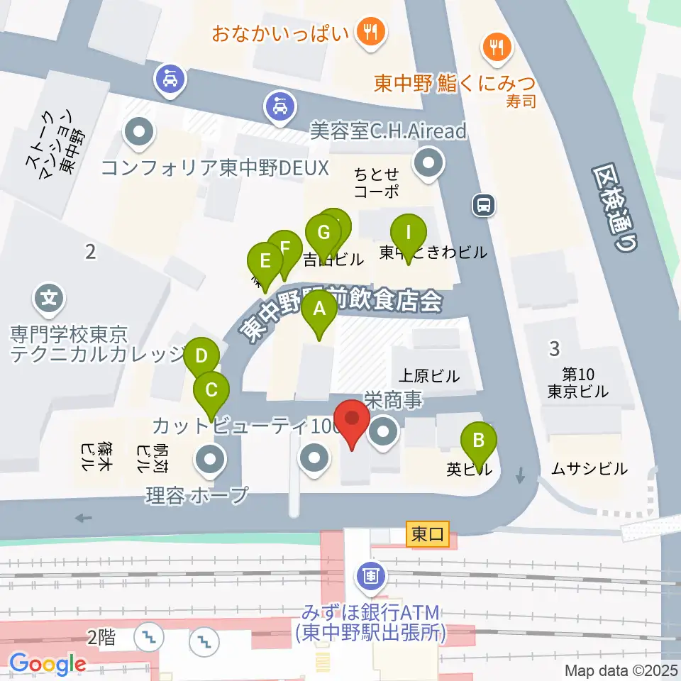 ヴァイオリン工房レゾネイト周辺のファミレス・ファーストフード一覧地図
