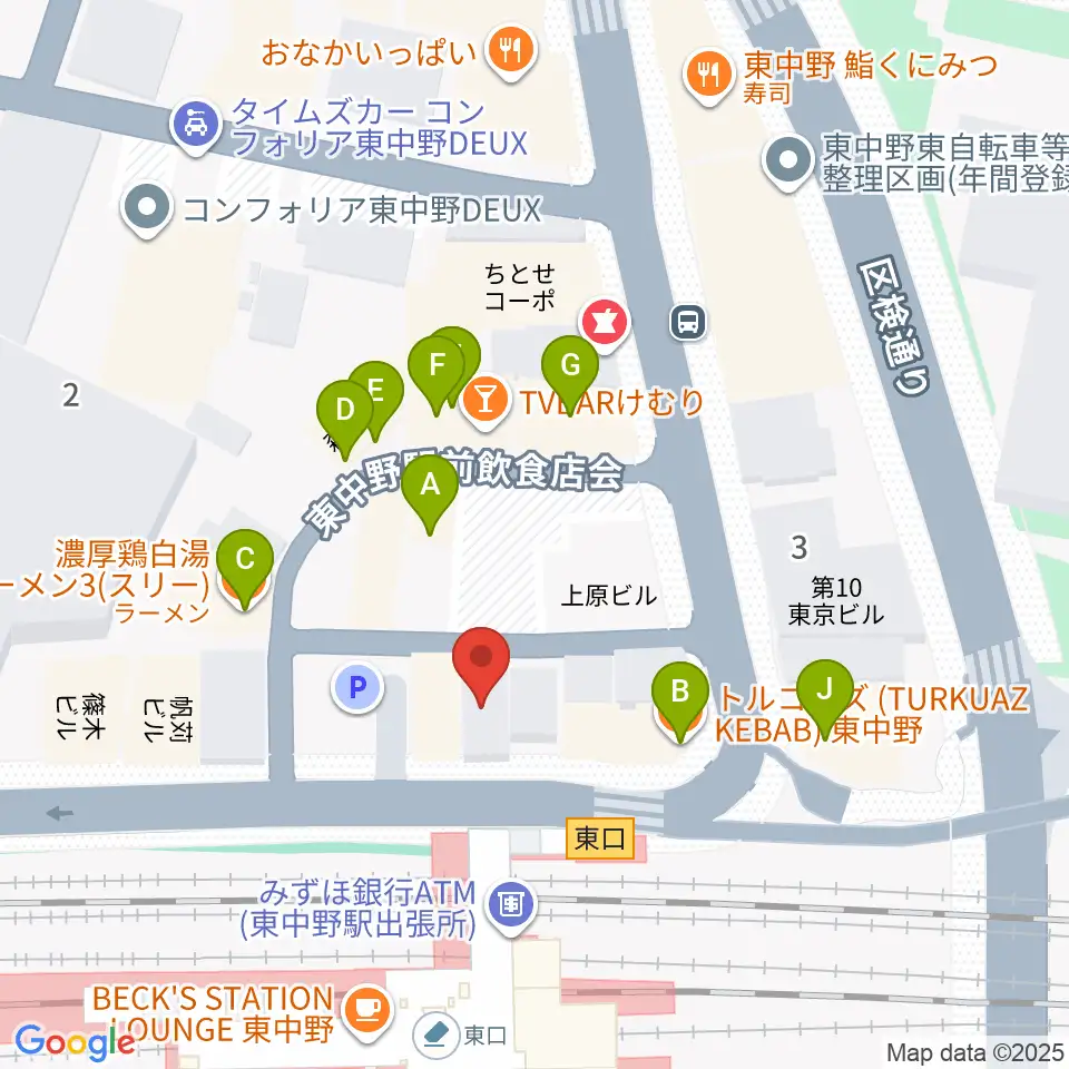 ヴァイオリン工房レゾネイト周辺のファミレス・ファーストフード一覧地図