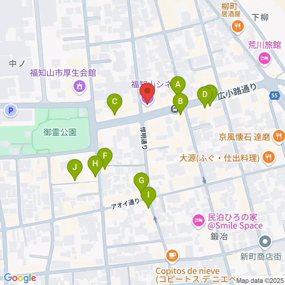 福知山シネマ周辺のファミレス・ファーストフード一覧地図