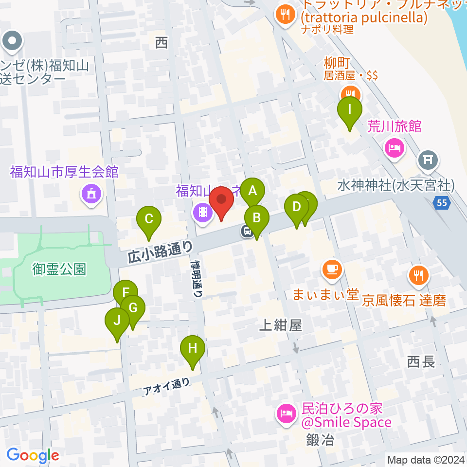 福知山まちのば周辺のファミレス・ファーストフード一覧地図