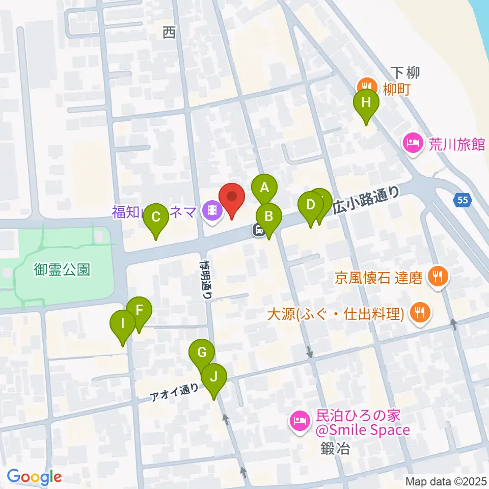 福知山まちのば周辺のファミレス・ファーストフード一覧地図