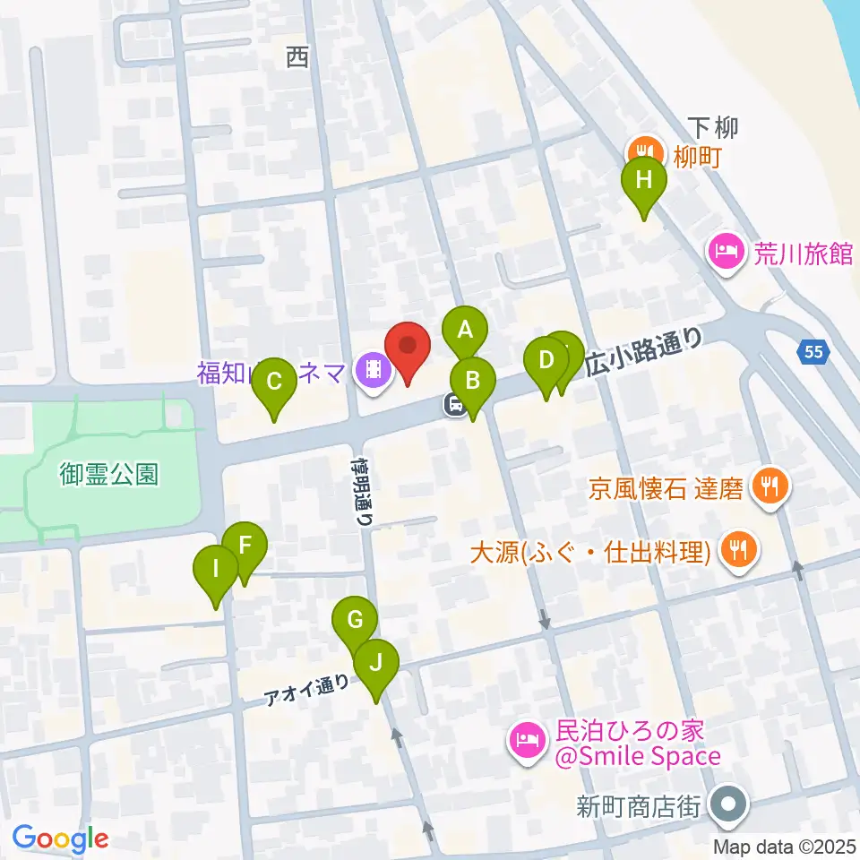 福知山まちのば周辺のファミレス・ファーストフード一覧地図