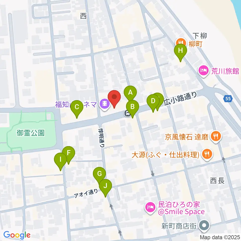 福知山まちのば周辺のファミレス・ファーストフード一覧地図