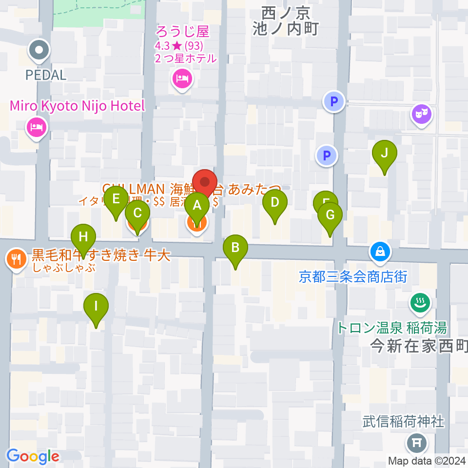 森ピアノ教室周辺のファミレス・ファーストフード一覧地図