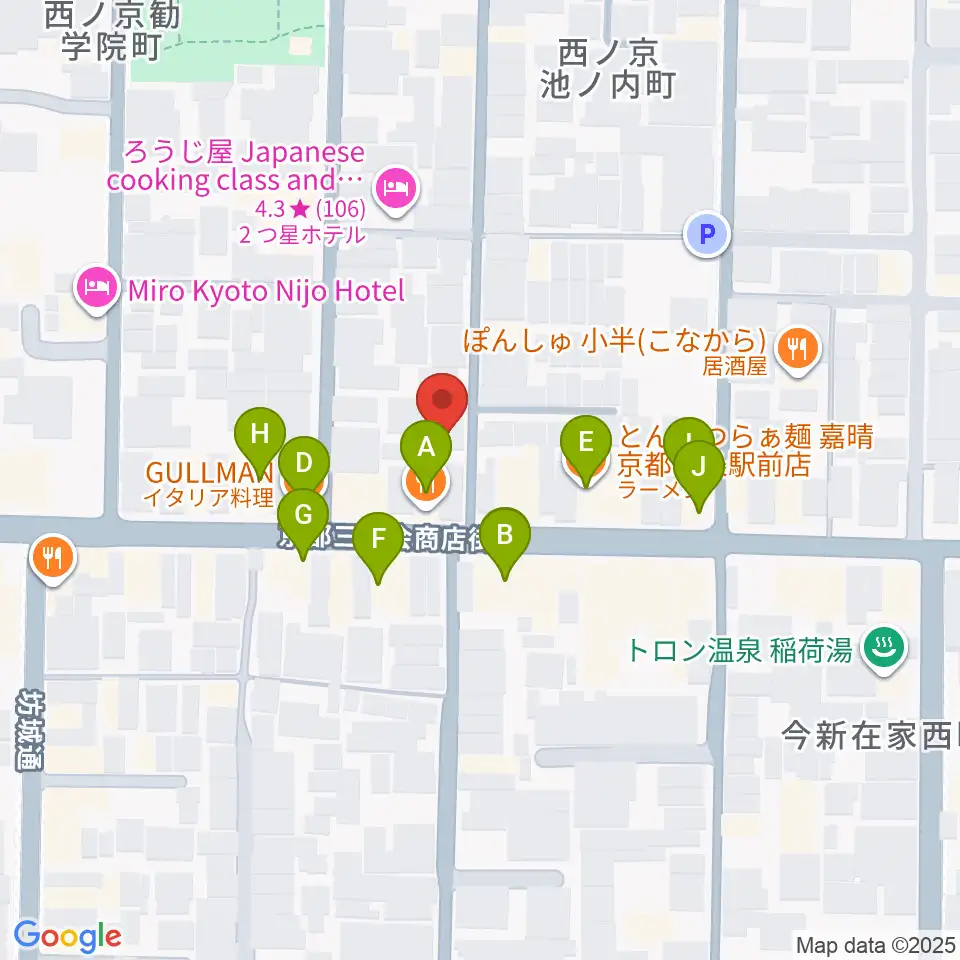 森ピアノ教室周辺のファミレス・ファーストフード一覧地図