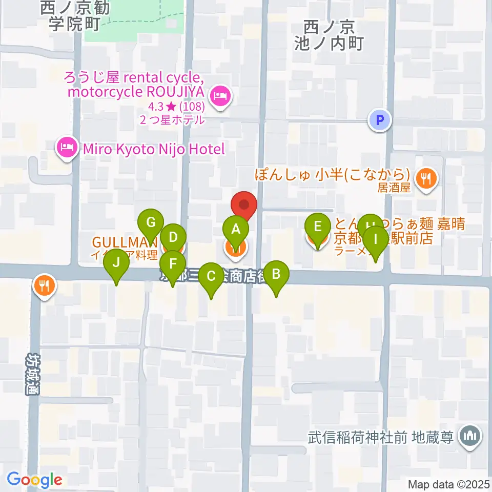 森ピアノ教室周辺のファミレス・ファーストフード一覧地図