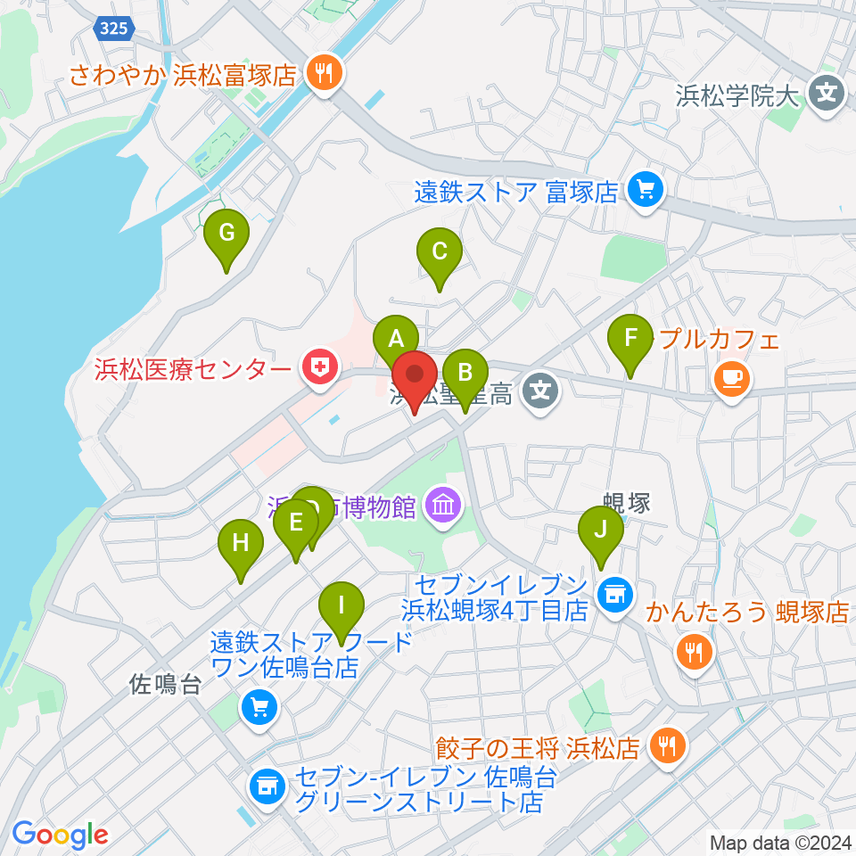 夢・汎ホール周辺のファミレス・ファーストフード一覧地図