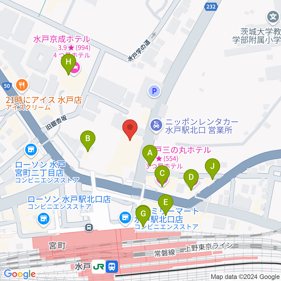 駿優教育会館大ホール周辺のファミレス・ファーストフード一覧地図