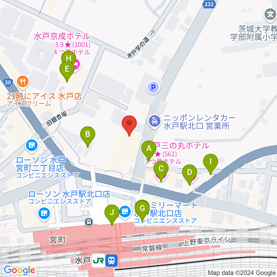 駿優教育会館大ホール周辺のファミレス・ファーストフード一覧地図