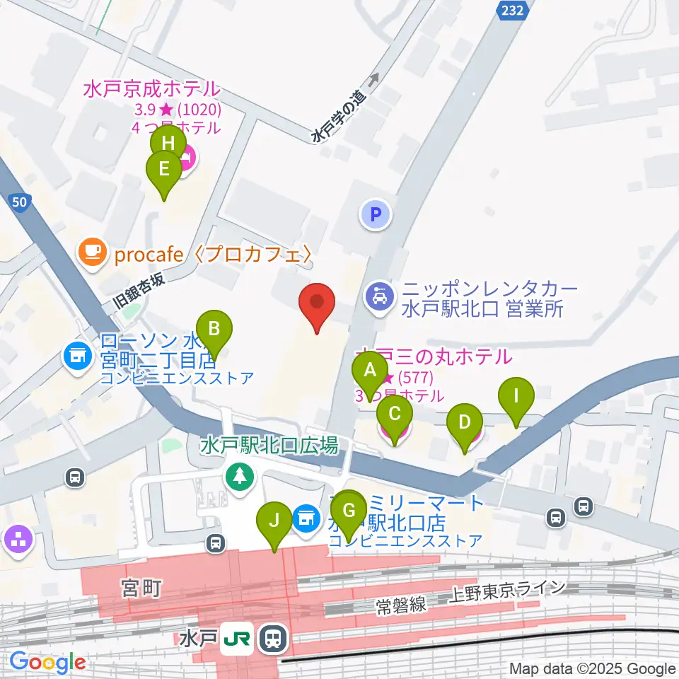 駿優教育会館大ホール周辺のファミレス・ファーストフード一覧地図