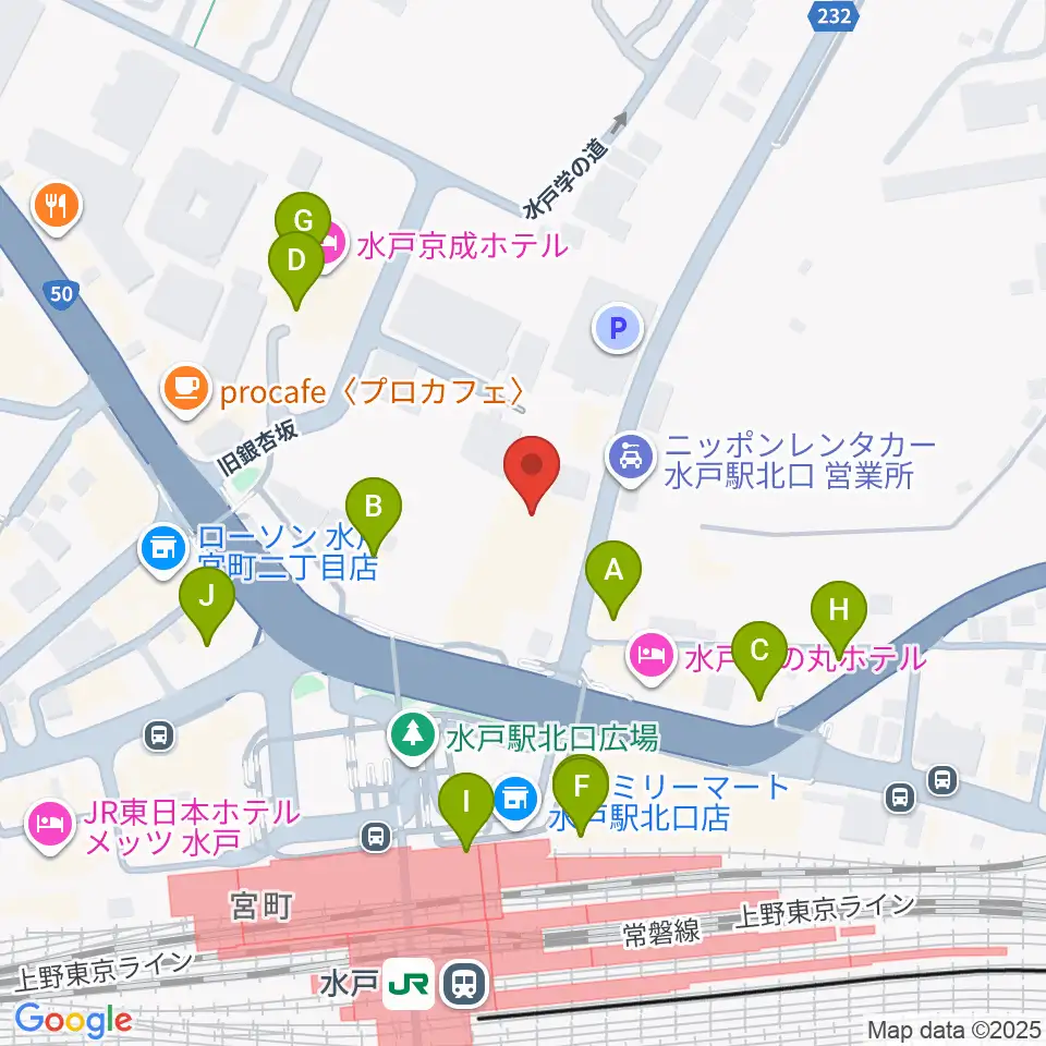 駿優教育会館大ホール周辺のファミレス・ファーストフード一覧地図