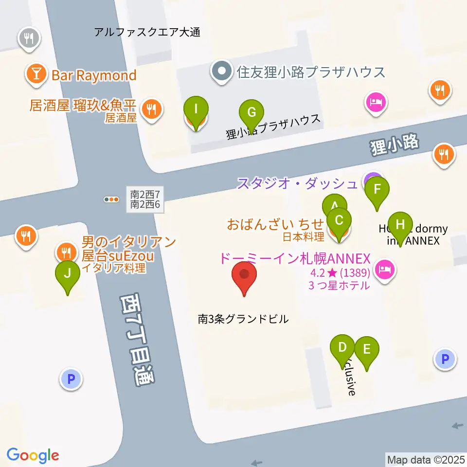 シアターキノ周辺のファミレス・ファーストフード一覧地図