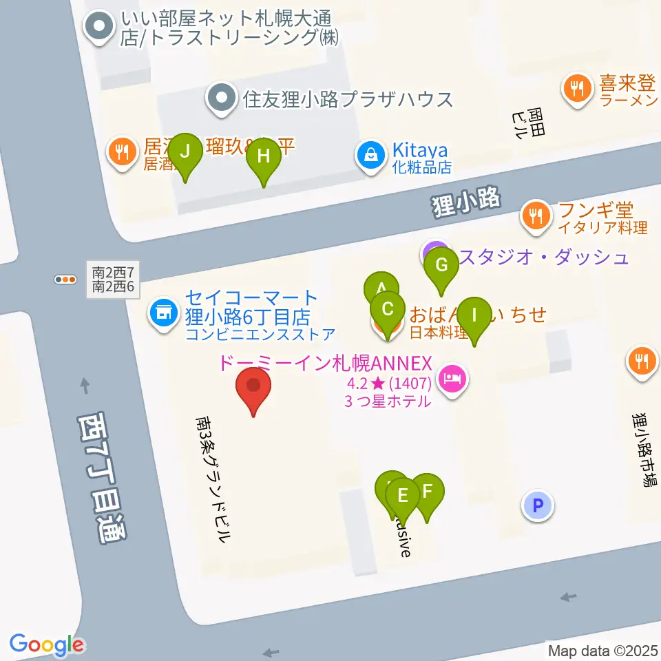 シアターキノ周辺のファミレス・ファーストフード一覧地図