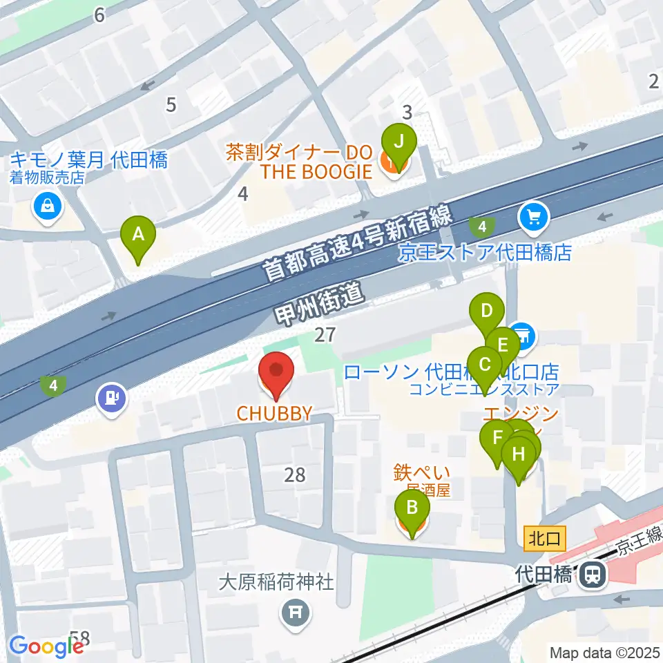 代田橋CHUBBY周辺のファミレス・ファーストフード一覧地図