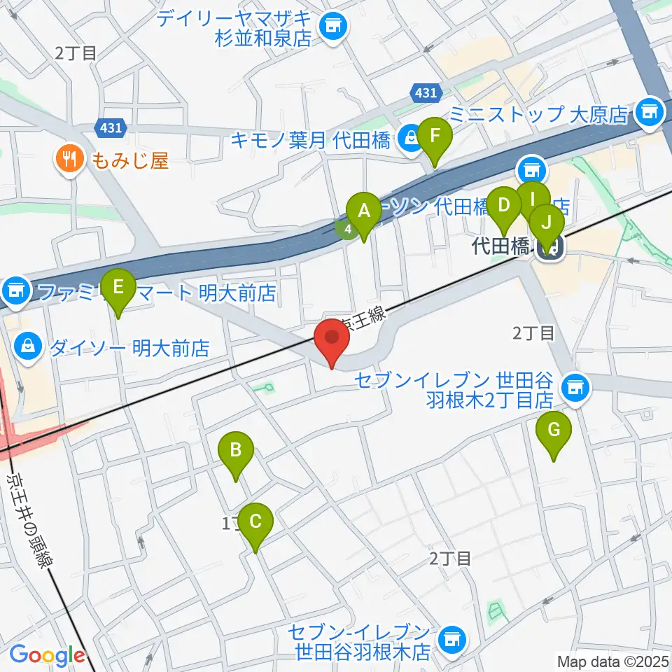 スタジオ・イヴ Stringraphy周辺のファミレス・ファーストフード一覧地図