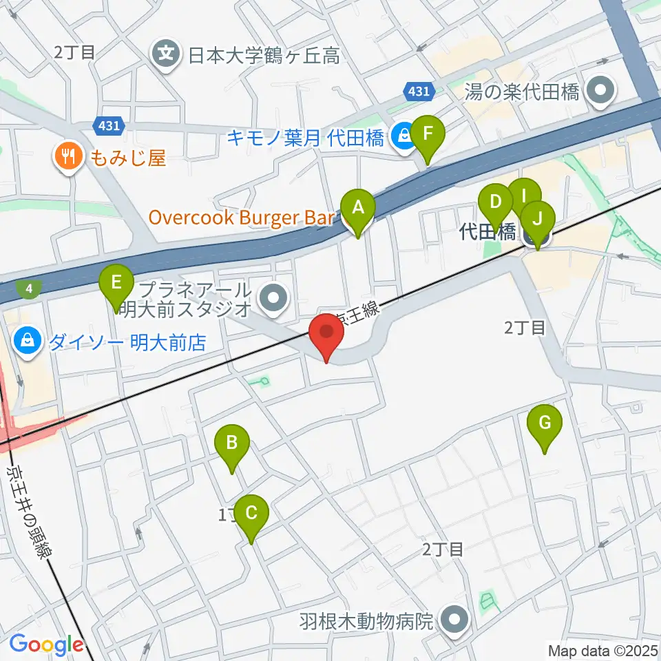 スタジオ・イヴ Stringraphy周辺のファミレス・ファーストフード一覧地図