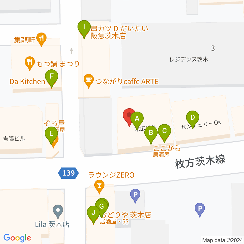 スタジオMSW周辺のファミレス・ファーストフード一覧地図