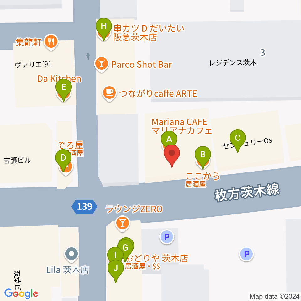 スタジオMSW周辺のファミレス・ファーストフード一覧地図