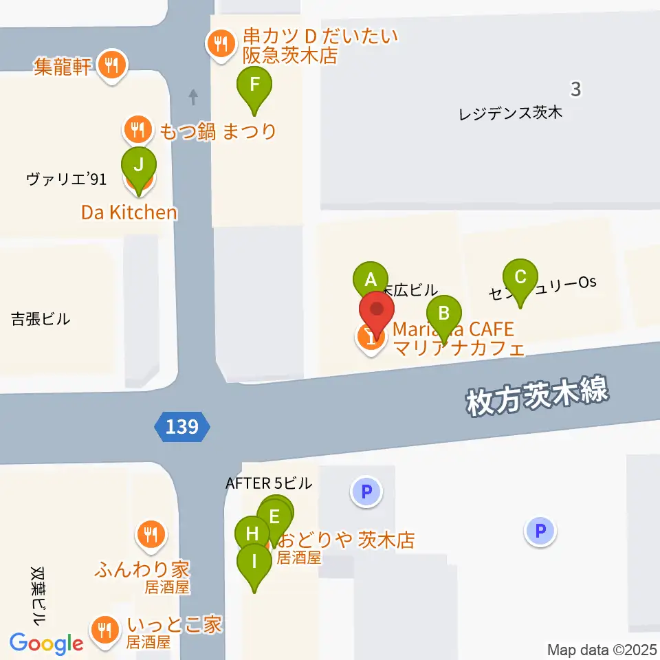 スタジオMSW周辺のファミレス・ファーストフード一覧地図