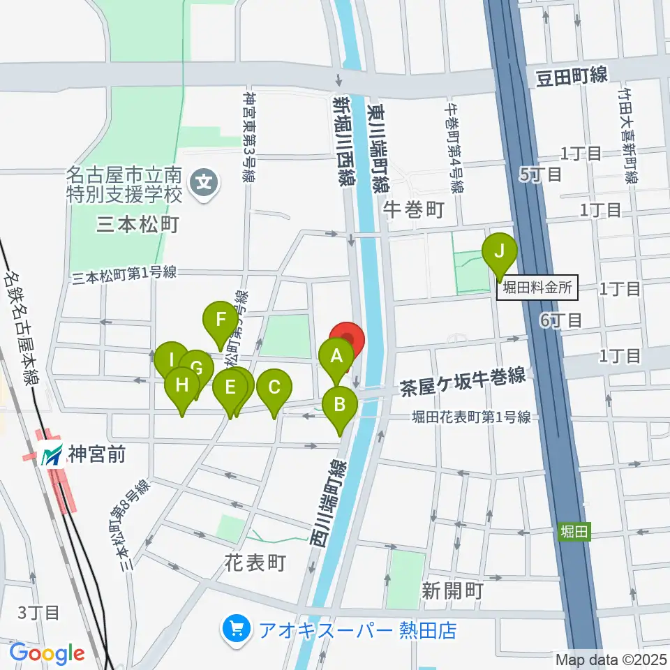 神宮前レコーディングスタジオ周辺のファミレス・ファーストフード一覧地図