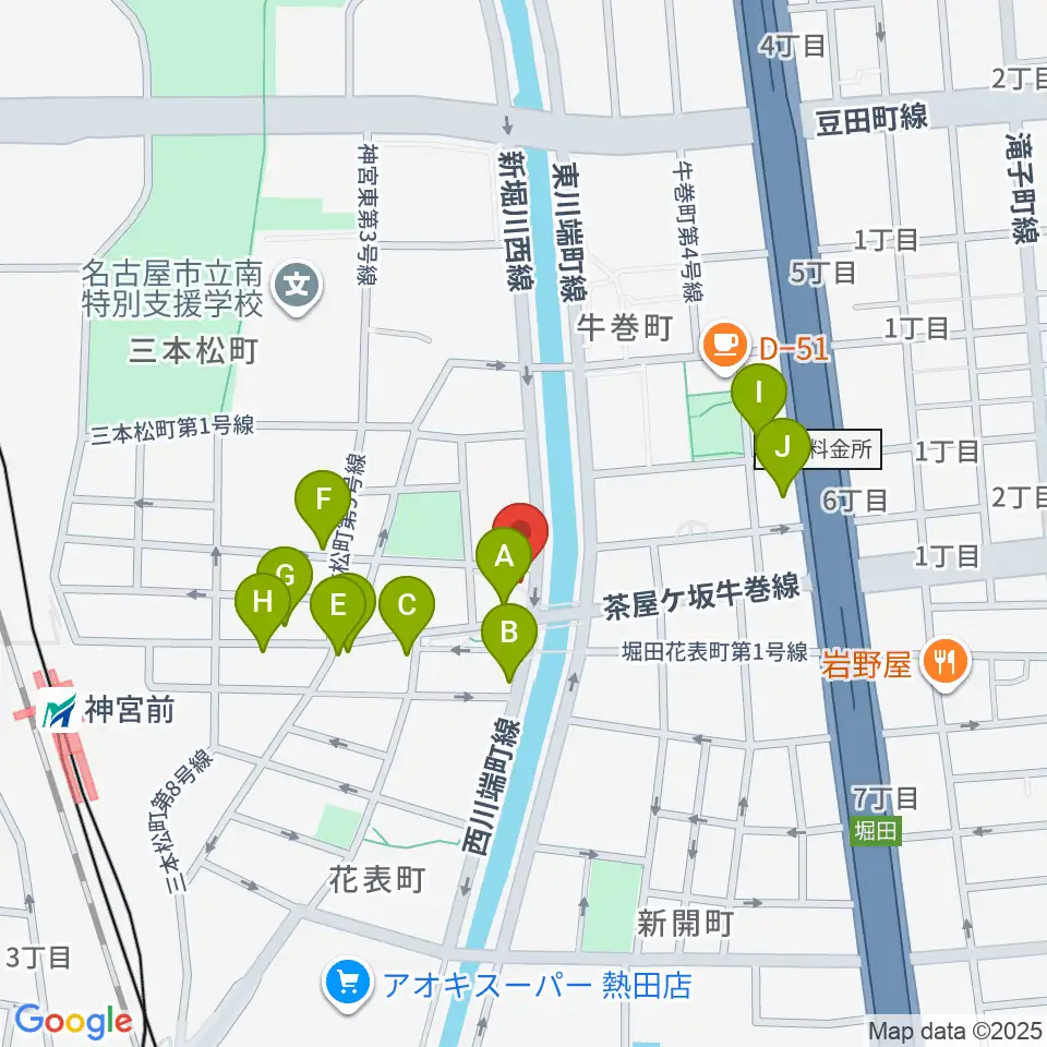 神宮前レコーディングスタジオ周辺のファミレス・ファーストフード一覧地図