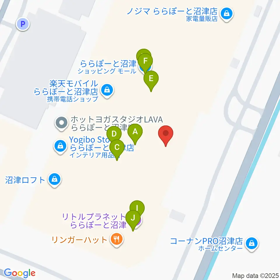 シネマサンシャインららぽーと沼津周辺のファミレス・ファーストフード一覧地図