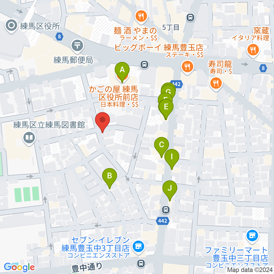 スタジオHappyBox周辺のファミレス・ファーストフード一覧地図