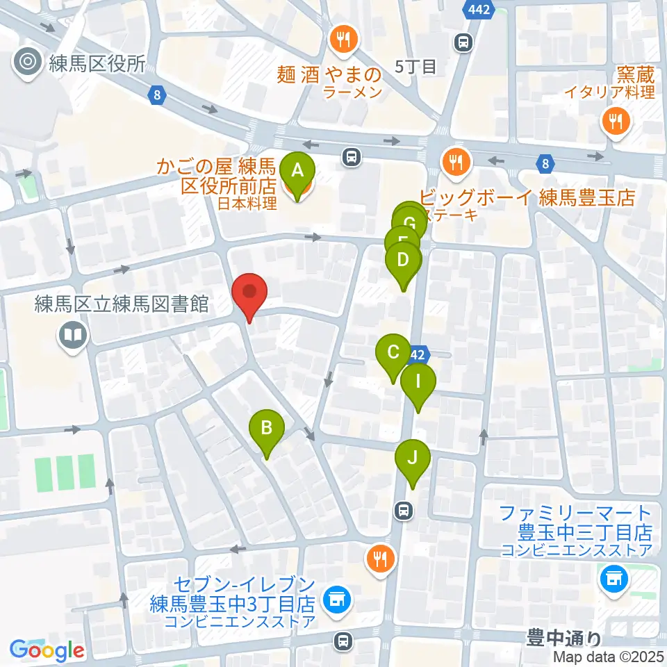 スタジオHappyBox周辺のファミレス・ファーストフード一覧地図