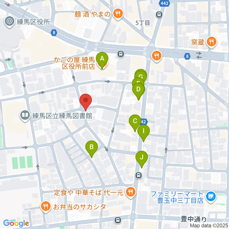 スタジオHappyBox周辺のファミレス・ファーストフード一覧地図