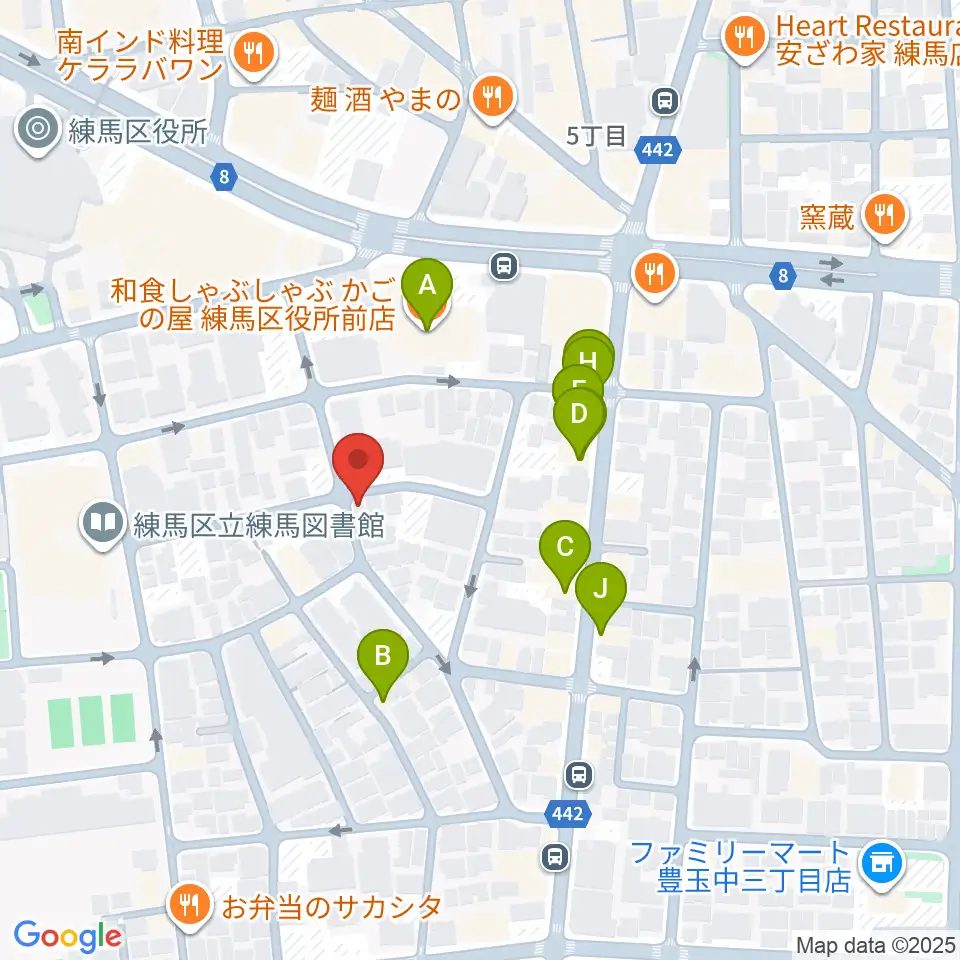 スタジオHappyBox周辺のファミレス・ファーストフード一覧地図