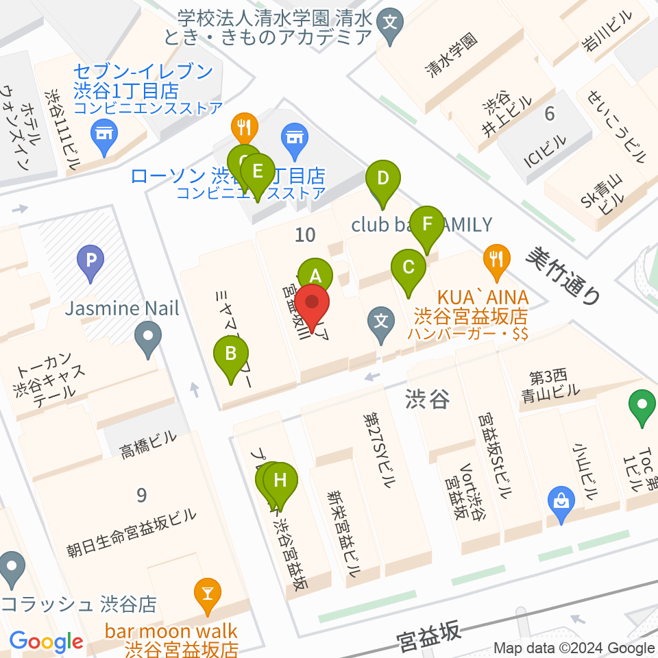 宮益坂十間スタジオ周辺のファミレス・ファーストフード一覧地図