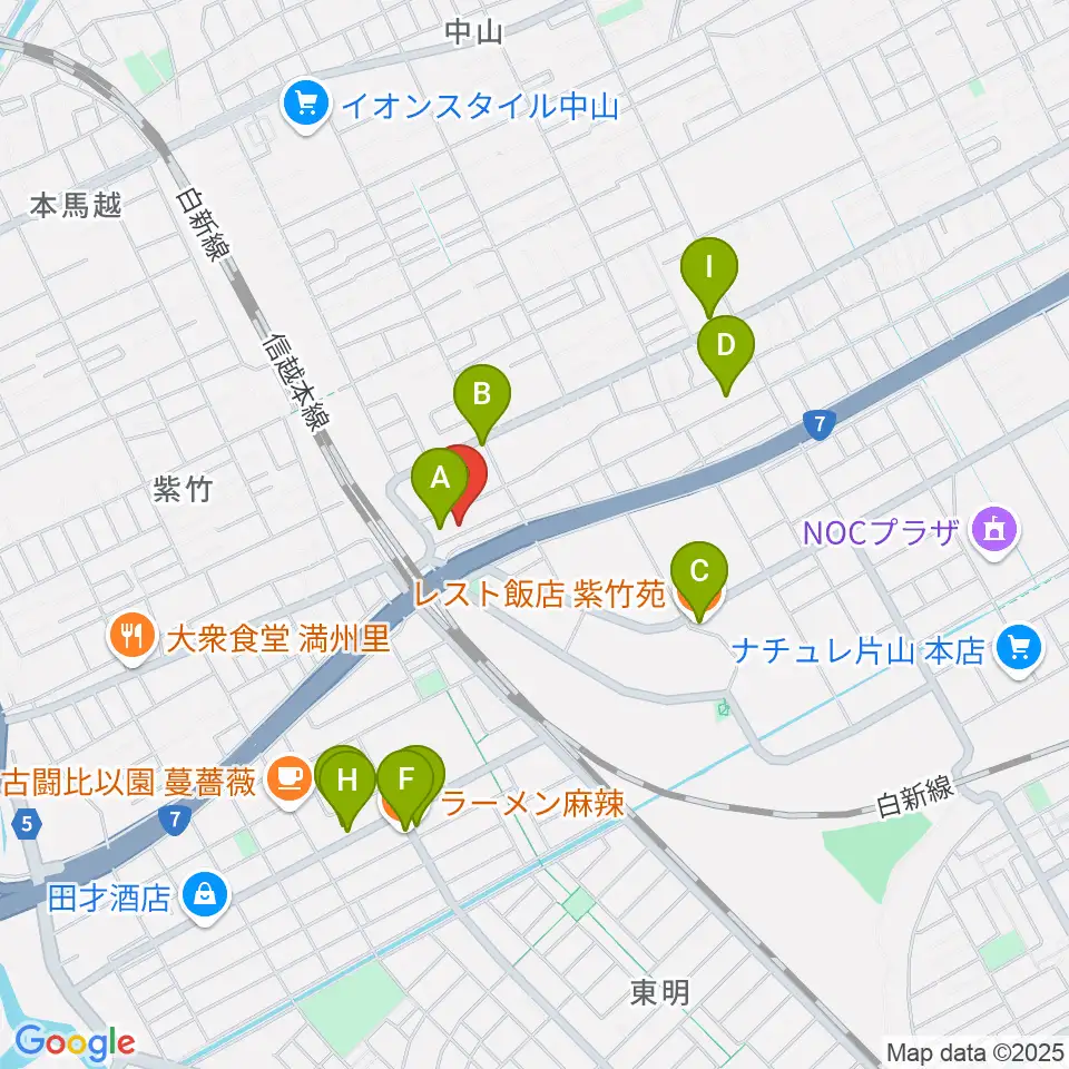 STB Studio周辺のファミレス・ファーストフード一覧地図