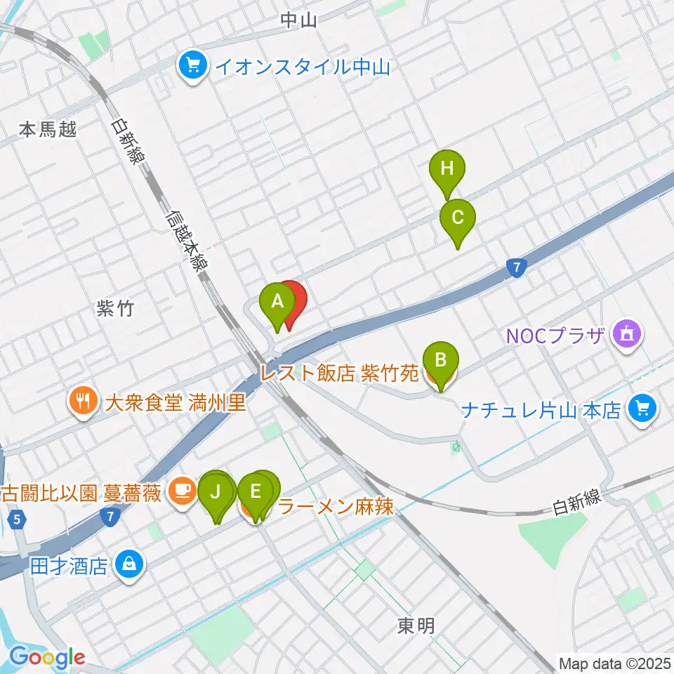 STB Studio周辺のファミレス・ファーストフード一覧地図