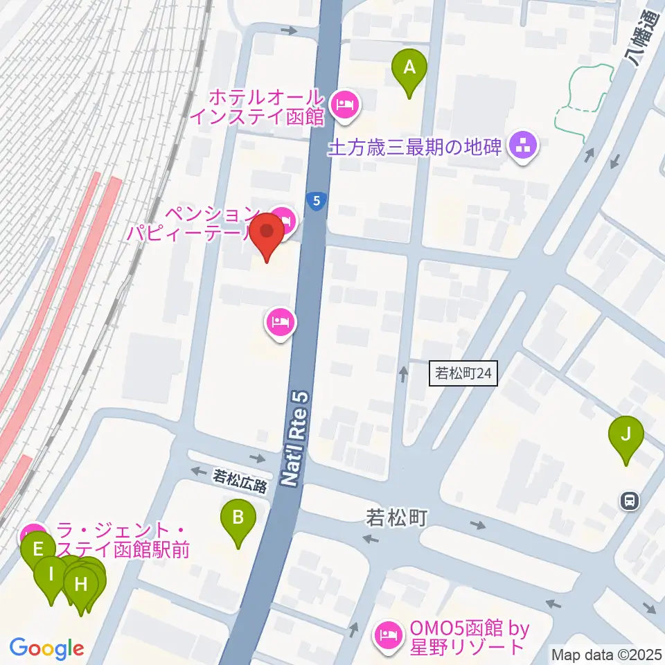 函館ARARA周辺のファミレス・ファーストフード一覧地図