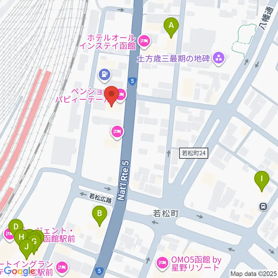 函館ARARA周辺のファミレス・ファーストフード一覧地図