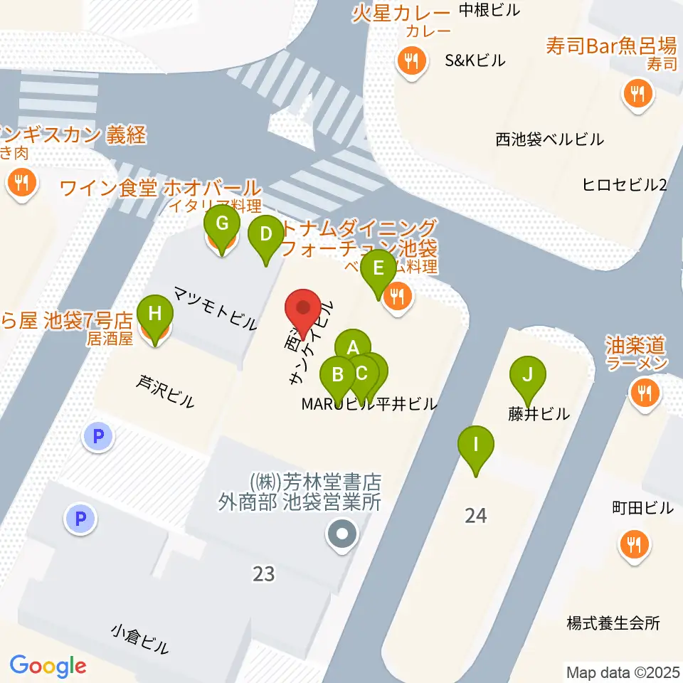 クワトロ弦楽器周辺のファミレス・ファーストフード一覧地図