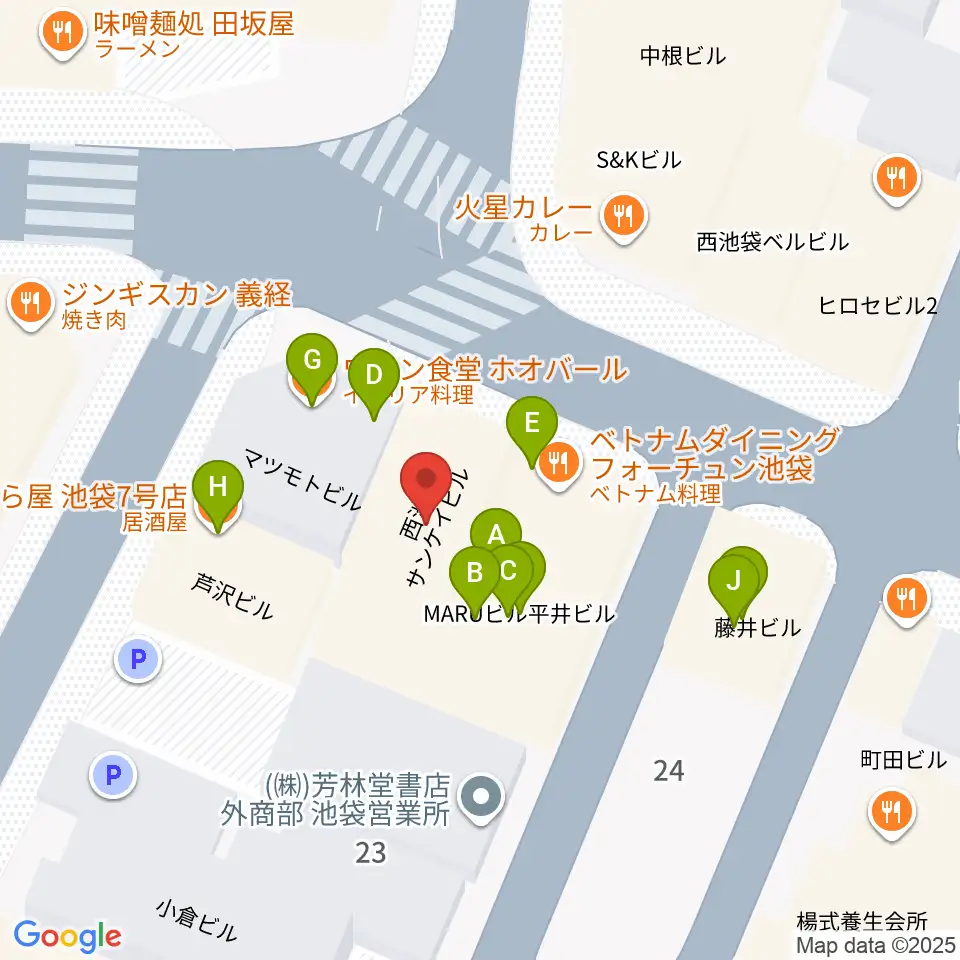 クワトロ弦楽器周辺のファミレス・ファーストフード一覧地図
